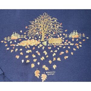 VTG Morning Sun Fall Sweater Falling Leaves XL Made in USA G. Johnson Cottage